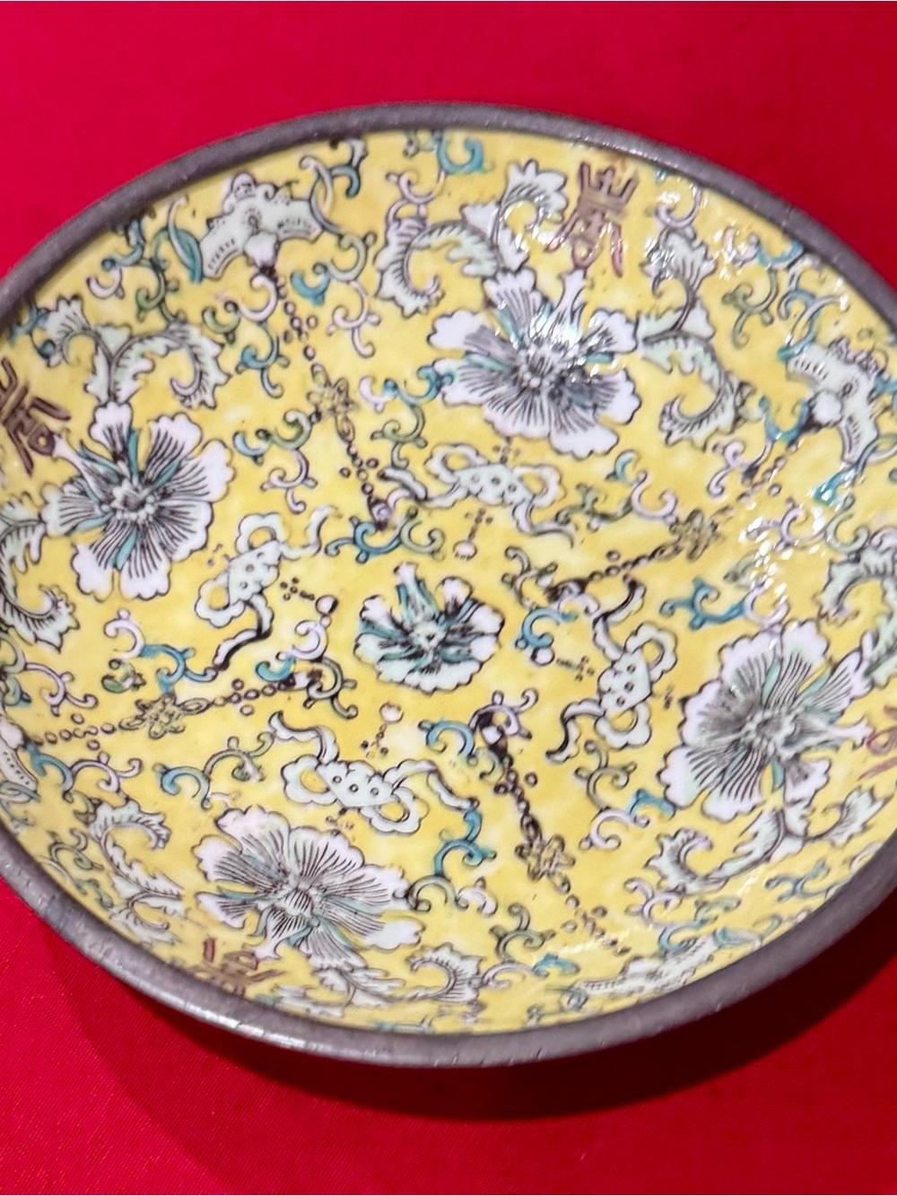 Yellow Floral Ceramic Decorative Bowl